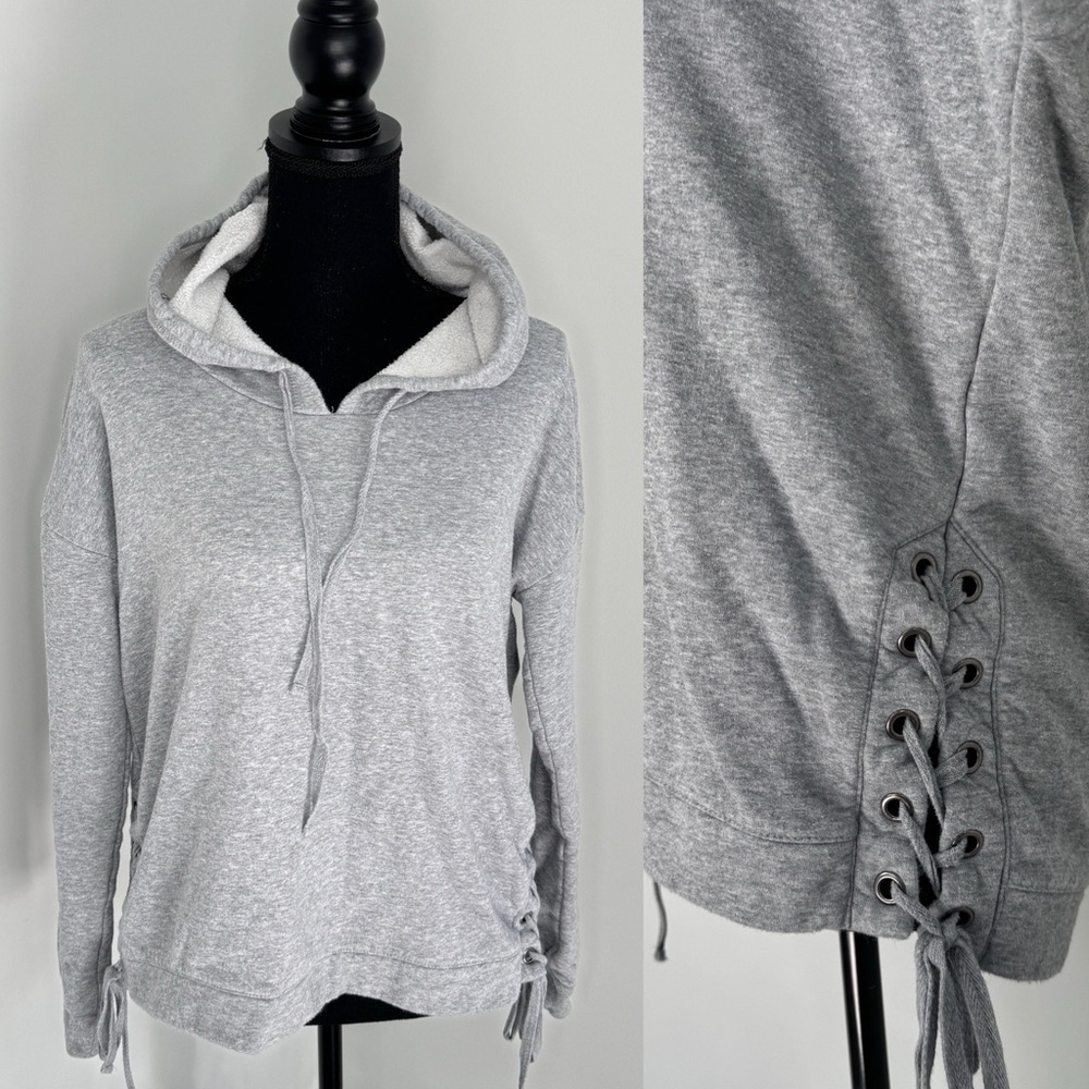Free Press Sleepwear Gray Women’s Side Tie Hooded Sweater (S)